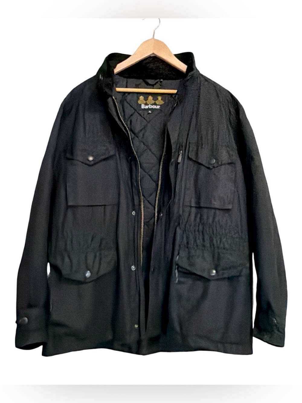 Barbour Black Military Field Jacket with Multiple Pockets